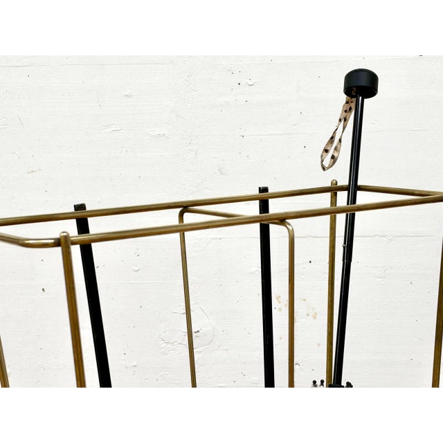 Mid-Century Umbrella Stand in Brass and Black Metal, 1960s For Sale - Image 6 of 17