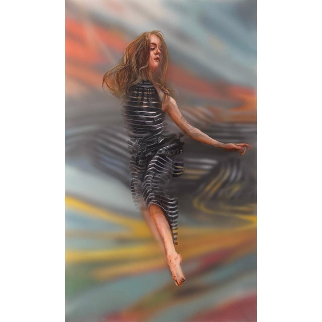 Abstract Capturing Serenity by Michelle Jader | Oil On 3 Acrylic Panels of a woman dancing gracefully For Sale - Image 3 of 5
