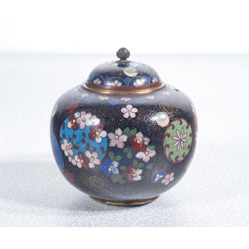 Cloisonné Teapot and Sugar Bowl with Floral Decor, Set of 2 For Sale - Image 11 of 18
