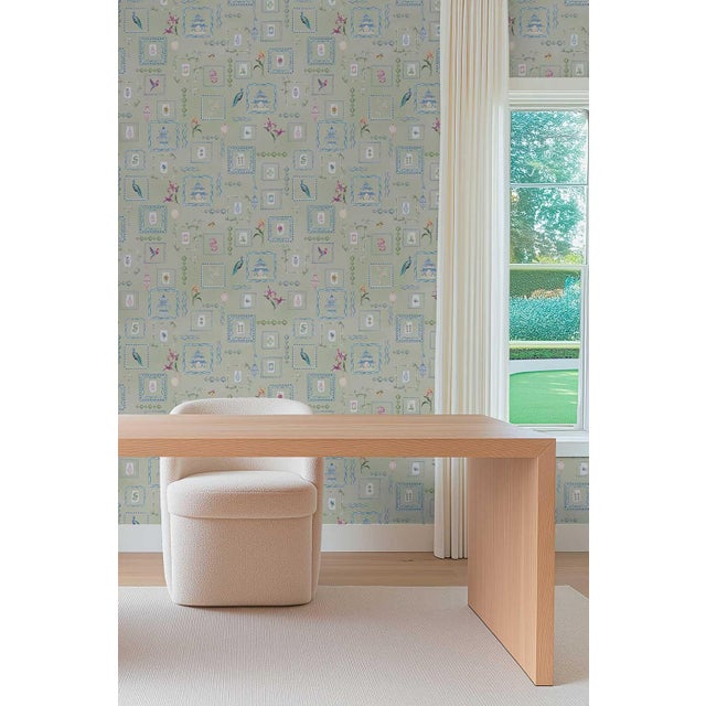 Not Yet Made - Made To Order Mahjong Tile Grasscloth Wallpaper by House Party | Green Dragon | 8 Yards For Sale - Image 5 of 9