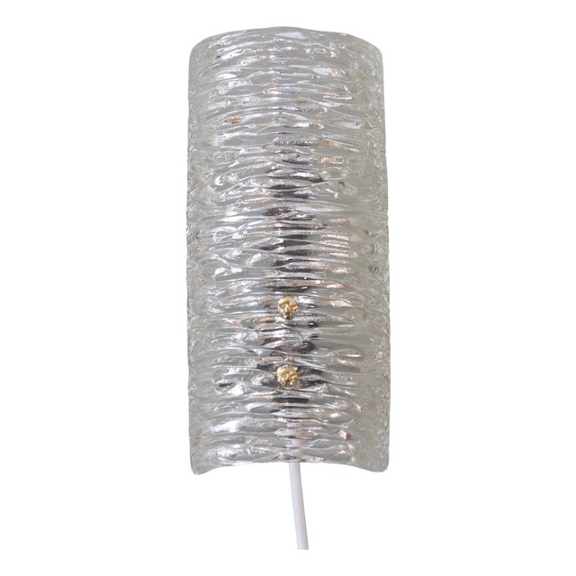 Mid-Century Modern Swedish Glass and Brass Sconce by Carl Fagerlund for Orrefors, 1960s For Sale