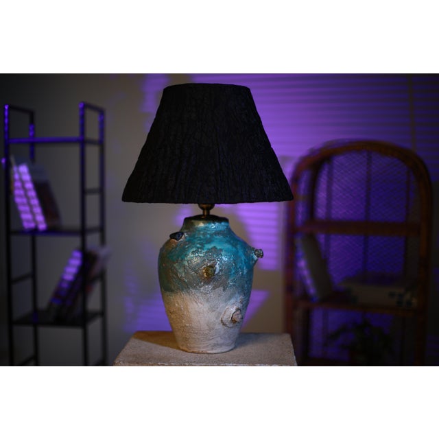 Blue Ceramic Table Light, Ocean Inspired, Handmade Sculptural Lighting, Unique Home Decor For Sale - Image 6 of 11