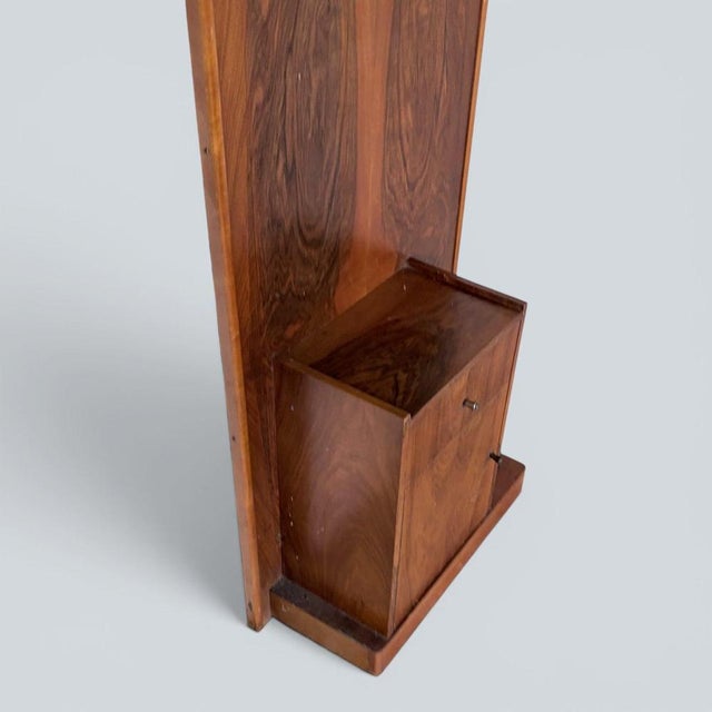 Black Mid-Century Modern Walnut Hall Stand with Mirror and Umbrella Stand and Shoe Cabinet, 1960s For Sale - Image 8 of 9