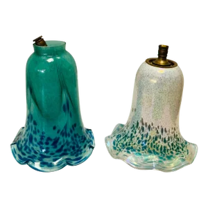 Early 20th Century Iridescent Art Glass Pendant Lamps - Set of 2