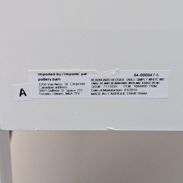 White Pottery Barn Beadboard Nightstand For Sale - Image 8 of 9