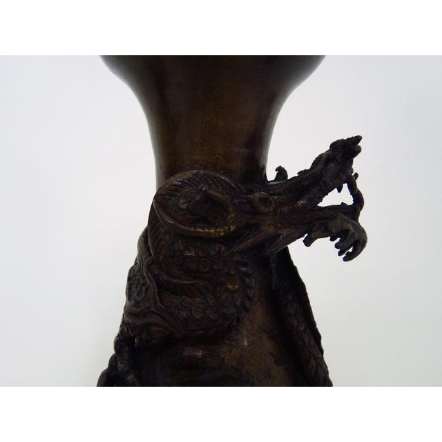 Antique Japanese Dragon Vases in Patinated Bronze, 1900 For Sale - Image 6 of 11