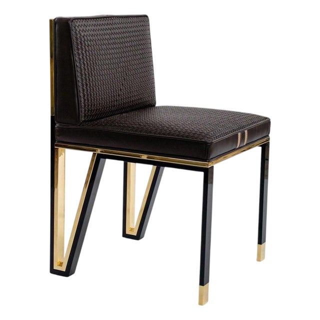 Bizimyer Furniture, "Stella" Chair With Bronze and Exclusive Woven Leather, Tailor Made, Istanbul For Sale