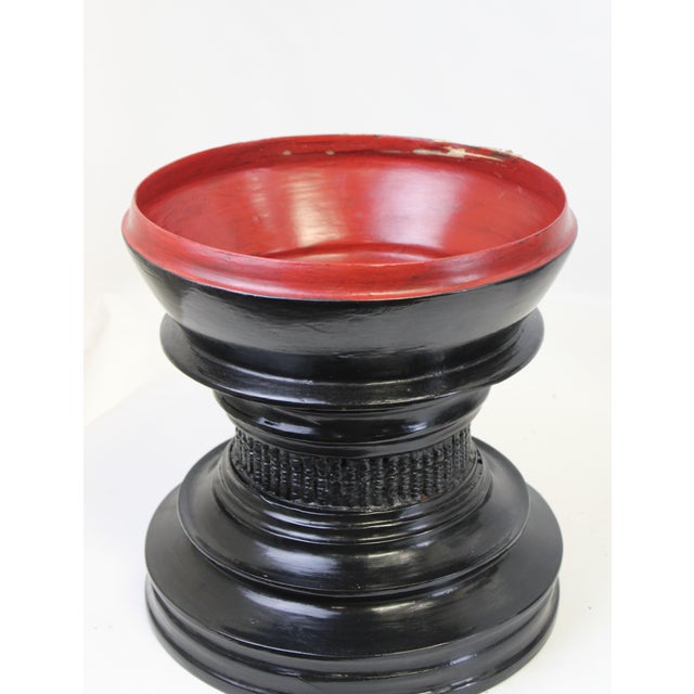 Burmese Black Lacquer Offering Bowl For Sale - Image 6 of 13