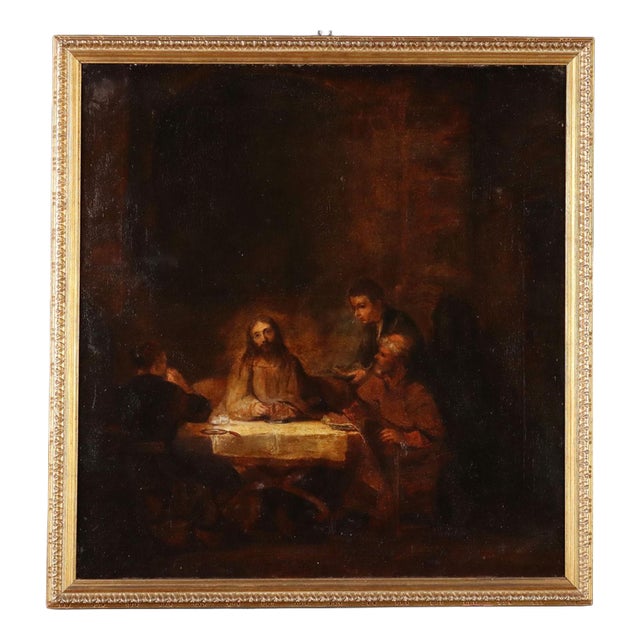 After Rembrandt, Supper at Emmaus, Oil Painting on Canvas, Framed For Sale