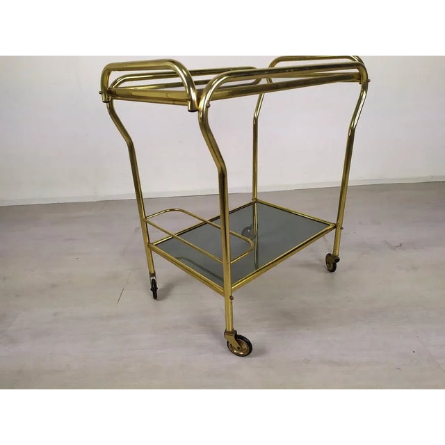 Vintage Gold Brass Bar Cart, 1960s For Sale - Image 6 of 17