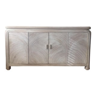 1980s Lexington Hollywood Regency Pencil Reed Rattan Sideboard/Buffet For Sale
