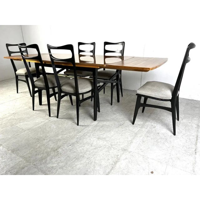 1950s Mid-Century Italian Dining Set, 1950s, Set of 7 For Sale - Image 5 of 9