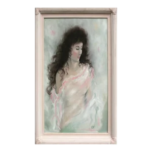 1990s Impressionist Style Portrait Painting of a Woman, Framed