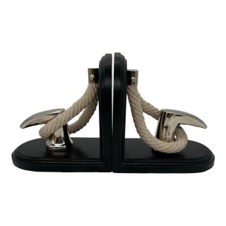 Nautical Bookends Black & Chrome For Sale