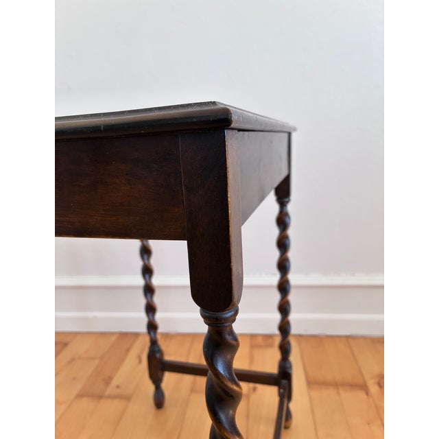 Vintage Set of 3 Barley Twist Walnut Nesting Side Tables, English 1940s For Sale - Image 9 of 15