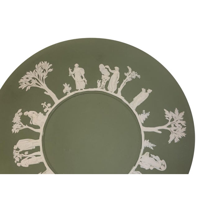 Vintage Wedgwood Jasperware The Muses Sage Green Celadon 9.25" Made in England 1989. Approx. 3/4" High x 9 1/4" Diameter....
