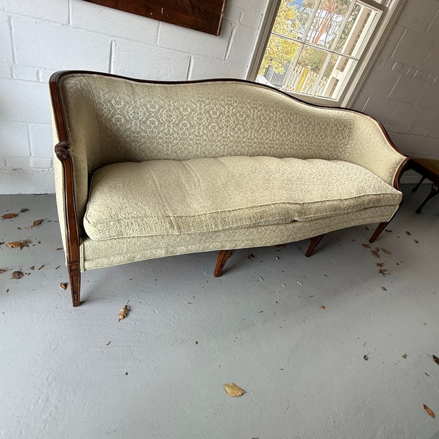 Ivory Antique Wood Framed Hickory Chair Sofa For Sale - Image 8 of 14