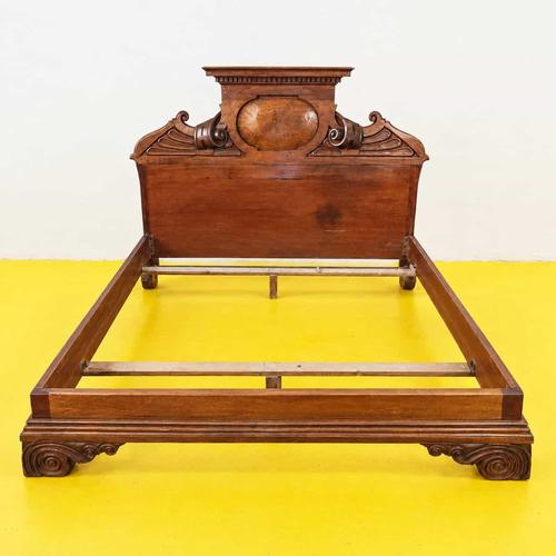 Antique Walnut King Size Bed with Carved Scroll Headboard For Sale - Image 12 of 12