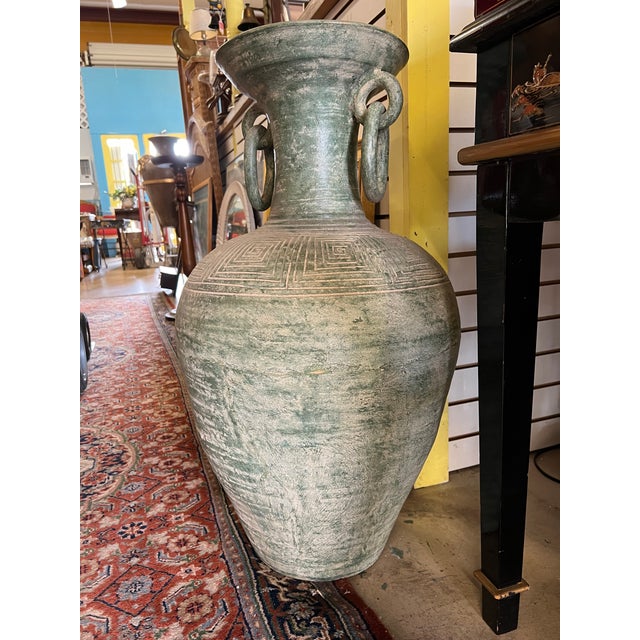 20th Century Green Amphora Floor Vase Chairish