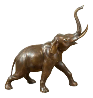 Contemporary Bronze Trumpeting Elephant with Trunk Up Sculpture