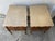 Pair of Vintage French Provincial-Style Wood End Tables or Nightstands Featuring Scalloped Stone or Marble-Style Tops and Curved Cabriole Legs For Sale - Image 9 of 10