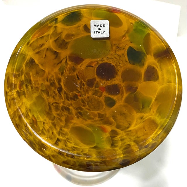 Vintage Murano Art Glass Vase Hand Blown Italian Gold Fleck Azzurra Maestri Vetrai For Sale - Image 9 of 11