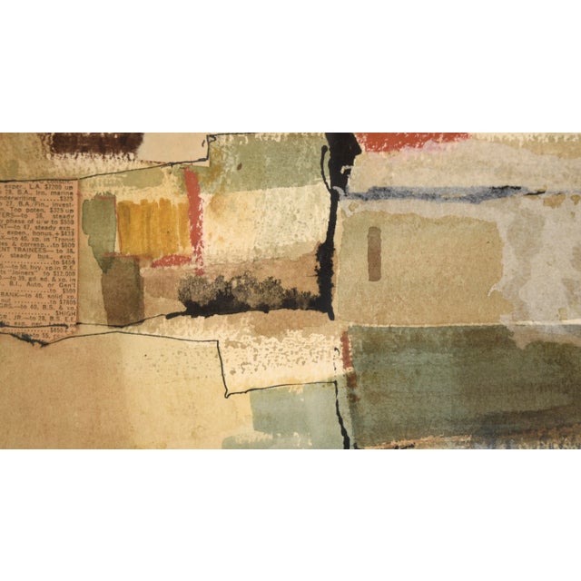 Mid 20th Century Patchwork Abstracted Landscape Mixed-Media Drawing, Framed For Sale - Image 10 of 11