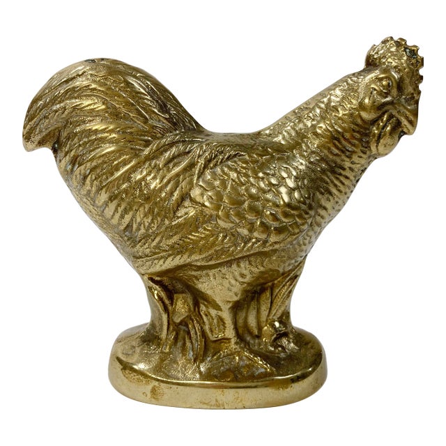 Mid 20th Century Brass Rooster Paper Weight For Sale