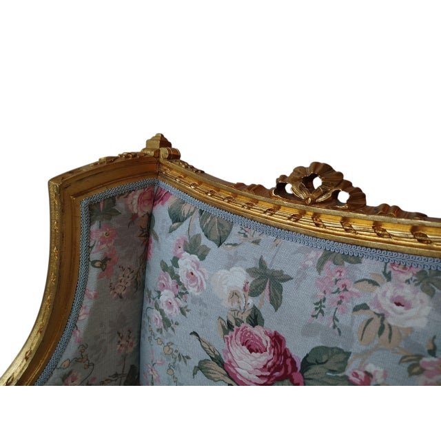 Gold Louis XVI Neo-Classical French Armchairs from Belle Epoque, 1900, Set of 2 For Sale - Image 8 of 9