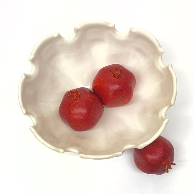 Secla Vintage Secla Portugal White Ironstone Monteith-Style Serving Bowl For Sale - Image 4 of 11