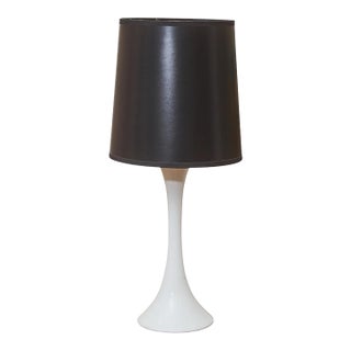 Vintage Tulip Base Lamp Black Shade For Sale