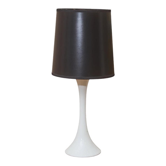 Vintage Tulip Base Lamp Black Shade For Sale