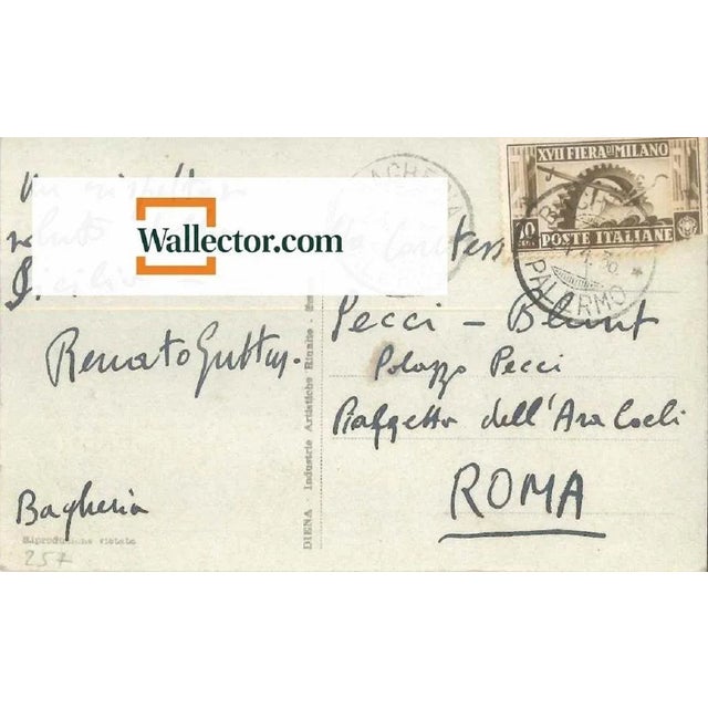 Autograph postcard signed by Renato Guttuso to the Countess Pecci-Blunt. On the front, there is a black and white...