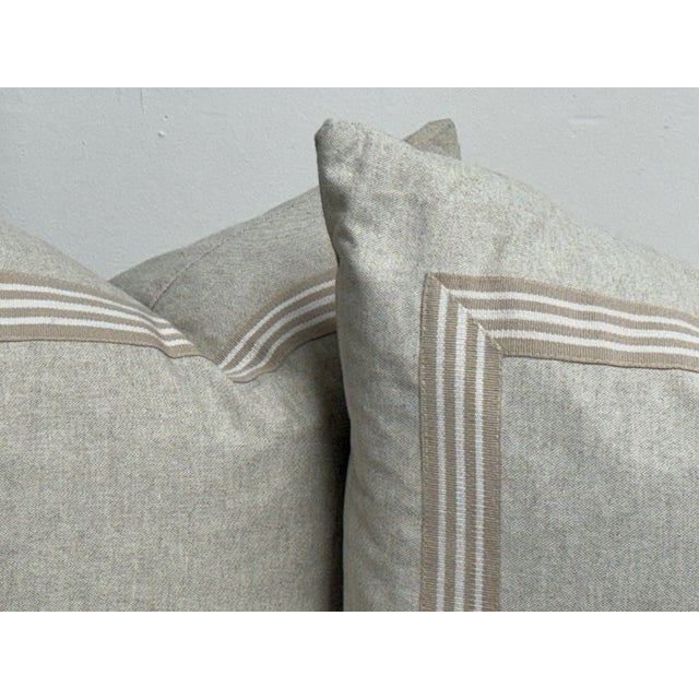 Gray Thom Filicia Home Collection Striped Border Decorative Pillows, Pair For Sale - Image 8 of 12