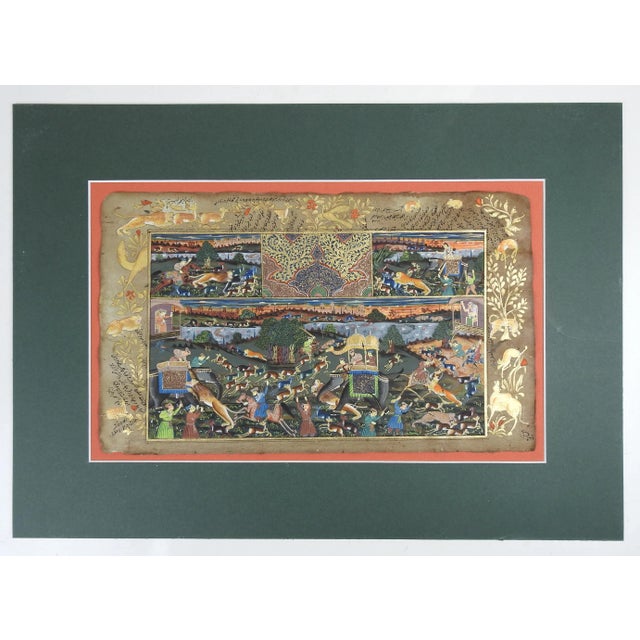 19th Century Mughal Miniature Painting Hunters Horses Lion Tiger Elephant For Sale - Image 9 of 9
