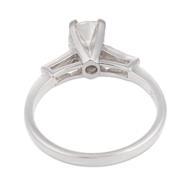 Mid Century Gia 1.00 Carat Old Mine Cut Diamond Platinum Engagement Ring, Size 5.75 For Sale In Los Angeles - Image 6 of 6