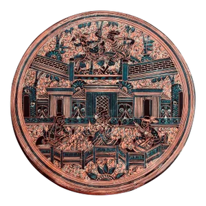 Vintage Burmese Orange Circular Layered Lacquer Box, C. Early 1900’s