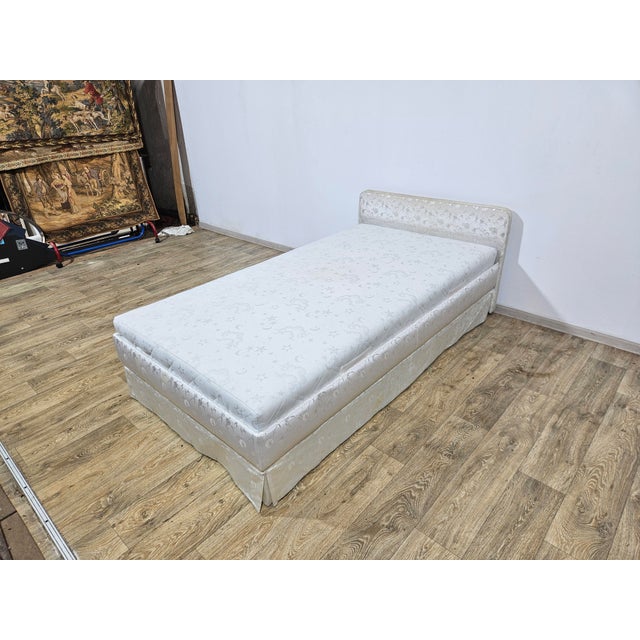Vintage Single Upholstered Bed with Mattress and Frame, 1960s For Sale - Image 4 of 13