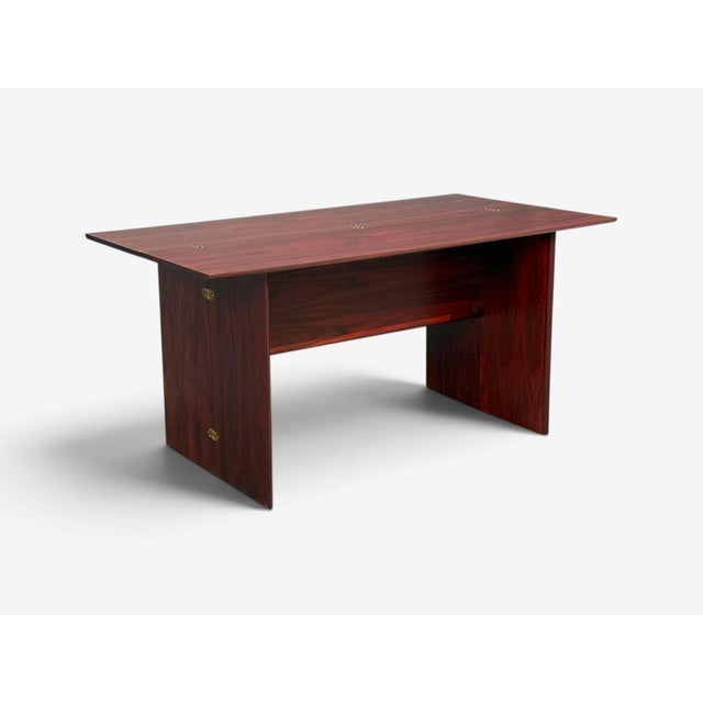 Sannemann, Convertible Console or Dining Table, Rosewood, Brass, Denmark, 1970s For Sale - Image 9 of 18
