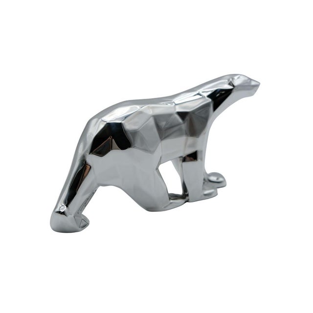 Plastic Silver Resin Pompon Bear from Richard Orlinski For Sale - Image 7 of 10