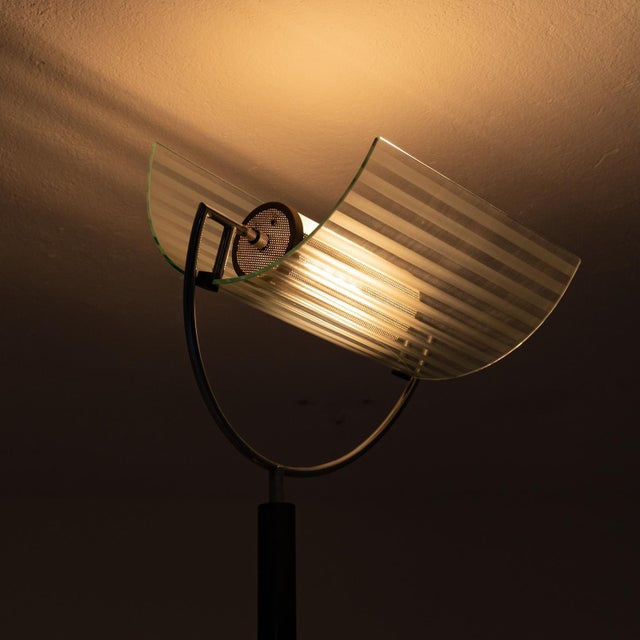 Floor Lamp with Marble Base and Curved Glass Shade, 1990s For Sale - Image 10 of 12