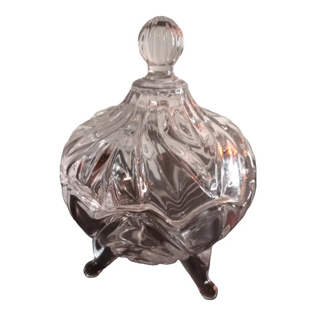Studio Crystal Clear Covered Footed Compote For Sale