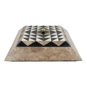 Maitland-Smith Oversized Tessellated Marble Stone Box
