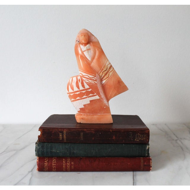Vintage Hand-Carved Native American Navajo Orange Alabaster Stone Sculpture For Sale In Milwaukee - Image 6 of 11