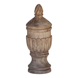 Antique Distressed Architectual Wood Finial For Sale