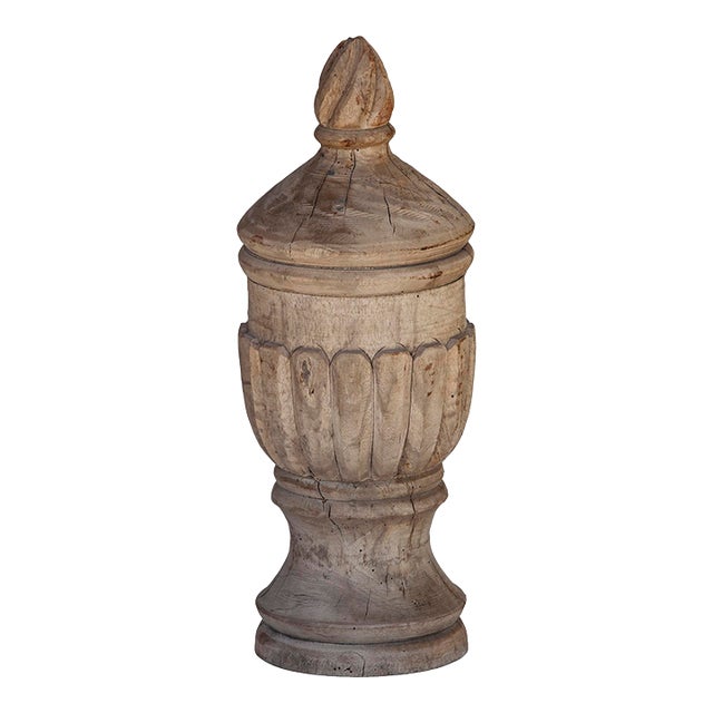 Antique Distressed Architectual Wood Finial For Sale