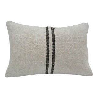 Handmade Black Striped Natural Kilim Pillow Cover For Sale