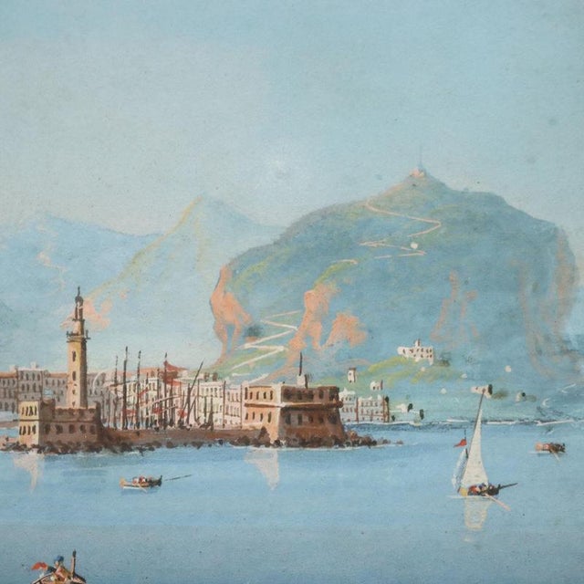 Sea View, 1800s, Gouache on Paper For Sale - Image 4 of 12