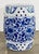 Vintage ceramic garden stool featuring traditional Chinese patterns of blue and white lotus flowers. Classic drum shape...