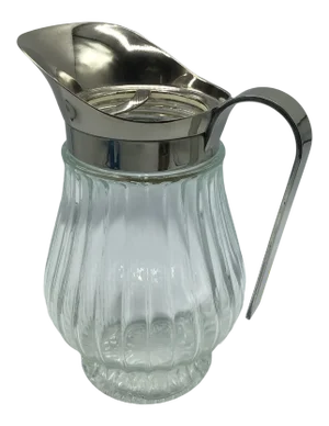 Vintage Italian Pitcher With Silver Plated Pour Spout and Handle on Molded Glass Base